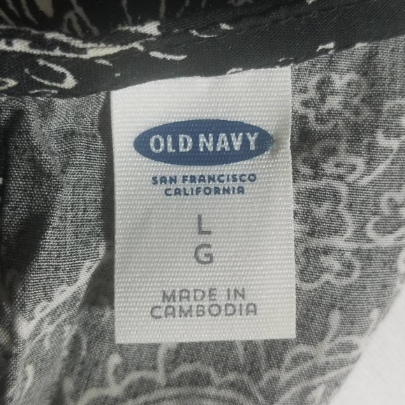 OLD NAVY Black and White Floral Sleeveless Peephole Neckline Slip Dress Sz. L - Picture 3 of 5